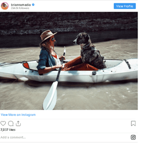 Instagram kayaker with dog
