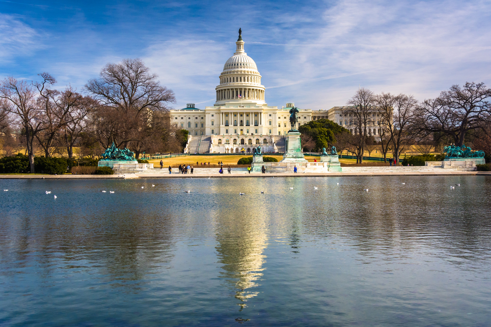 The United States Capitol and reflecting pool in Washington, DC