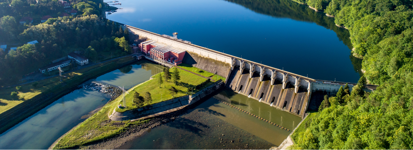 A dam keeps the water in a confined spot for use as needed